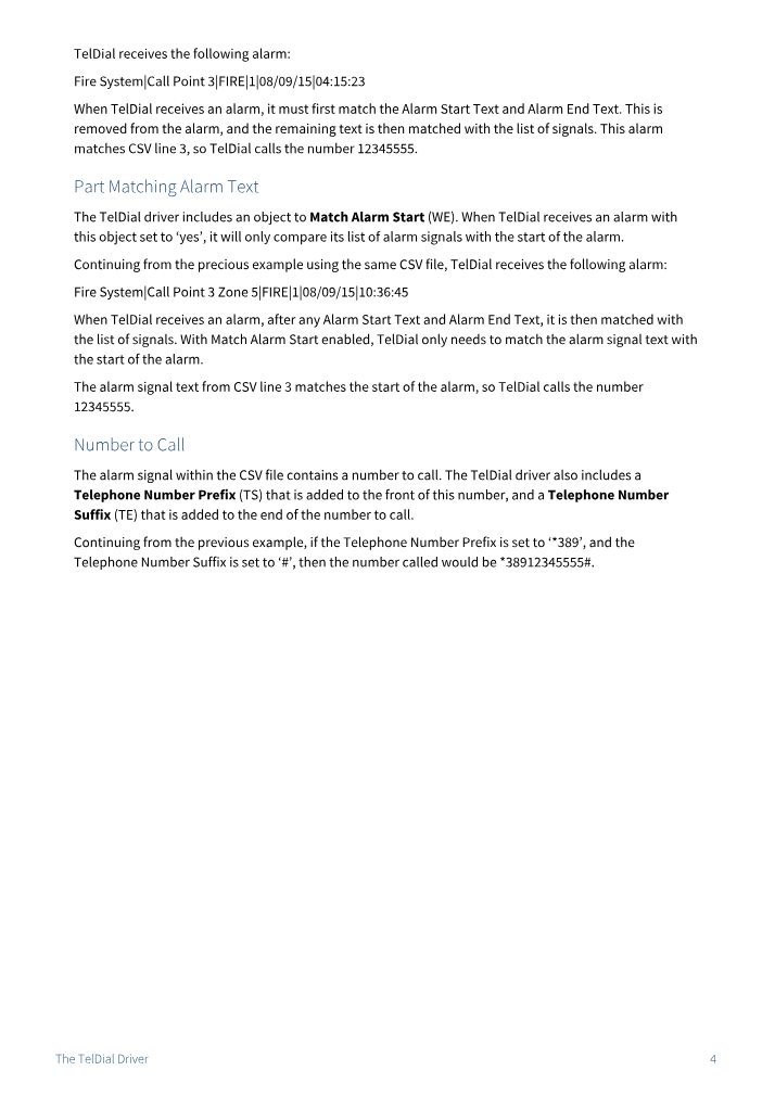 Preview thumbnail of page 4 of the TelDial Driver Manual PDF document.